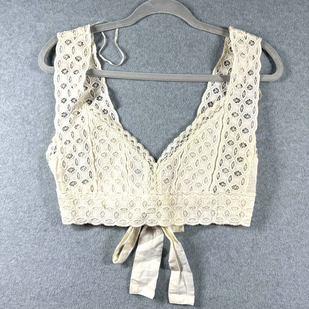 Urban Outfitters Ivory Eyelet Bralette Halter Top Cotton Lined Size Medium
